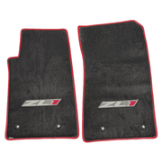 Camaro Ultimat Floor Mats 2 Pc. Set : Red Binding, Black Stitching - ZL1 Logo