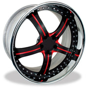 955 WCC Forged Camaro Wheels - Black Face-Red Accent with Chrome Lip