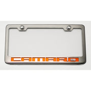 Camaro Tag-License Frame : Chrome, Stainless Steel & Carbon Fiber Camaro Script (Illuminated Options)
