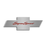 2010-2015 Camaro - Polished-Brushed Stainless Steel w-Carbon Fiber "Super Sport" - Factory Hood Panel Badge