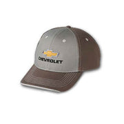 Chevrolet Gold Bowtie Embroidered Tri-Color Hat-Cap : Brown-Gray