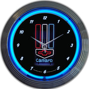 Camaro Red White & Blue Neon Clock : 15"