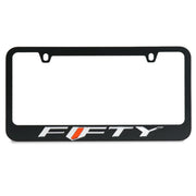 Black License Plate Frame- Camaro Fifty W-O Mirror "Fifty" Word w Orange Mirror Insert