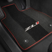 6th Gen GM Camaro ZL1  4-piece Floor Mats - Black with Adrenaline Red Stitching
