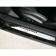 Camaro Door Sill Plates - Camaro Bowtie Billet Aluminum : Chrome