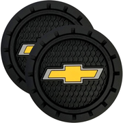 Camaro Bowtie Logo Rubber Car Coaster : Black - Set of 2