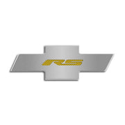 2010-2015 Camaro - Polished-Brushed Stainless Steel w-Carbon Fiber "RS" - Factory Hood Panel Badge