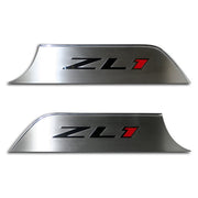 Camaro ZL1 Logo Door Panel Kick Plates - Brushed with Carbon Fiber Inlay