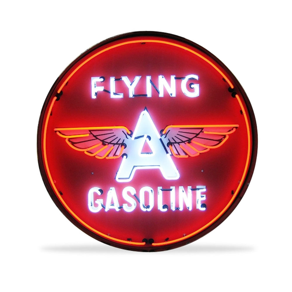 FLYING A GASOLINE 36 INCH NEON SIGN IN METAL CAN On Sale |West Coast Camaro