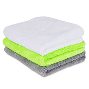 Liquid X Premium Terry Microfiber Detailing Towels - Lime Green, White, Gray - 16" x 16"