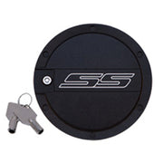 2010-2015 Camaro-SS Logo Locking Fuel Door - Billet Aluminum : Two Tone